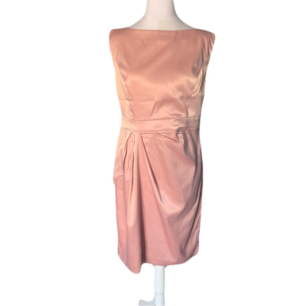 NWT Fehaute Women’s 8 Shiny Pastel Pink Satin Sleeveless Dress Bridesmaid Summer